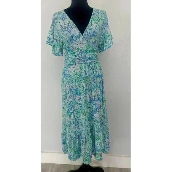 Lilly Pulitzer Juliet Ruffle Midi Dress in Surf Blue Soleil It On Me size Small - Picture 3 of 11